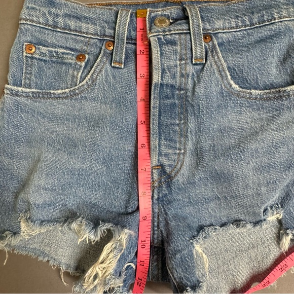 Levi's 501 shorts women 24 cotton blend high rise daisy dukes denim blue - Picture 9 of 10